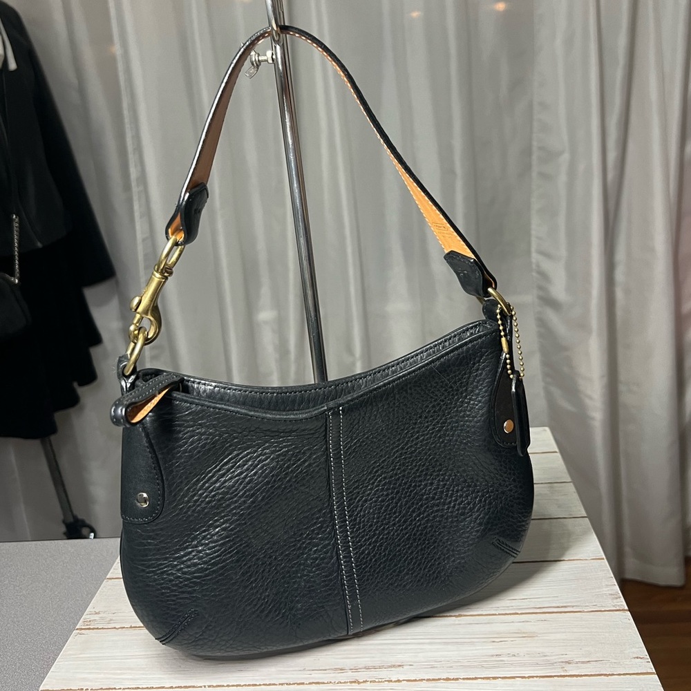 Coach Vintage Black with Brown Leather Mini Shoulder Bag